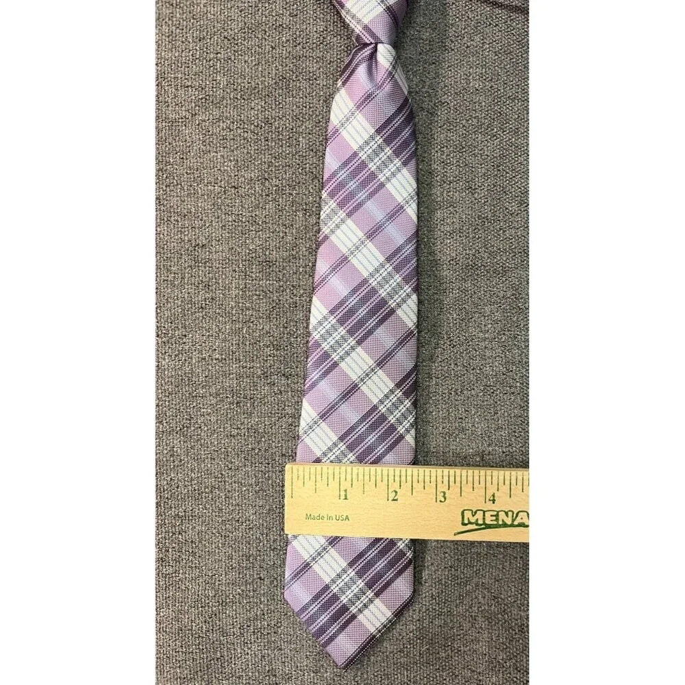 Lot of 2 XMI Zipper Ties Youth Size – Plaid Purple & Blue – Excellent Condition